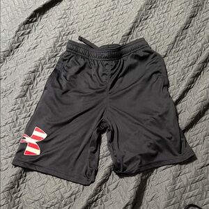 Under Armour Youth Medium Black and Red Athletic Shorts